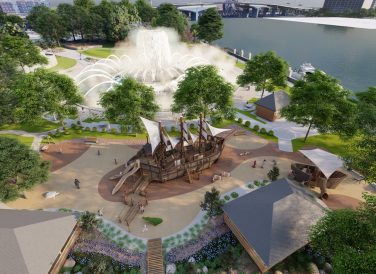 St-Johns-Friendship-Fountain rendering of park and pirate ship